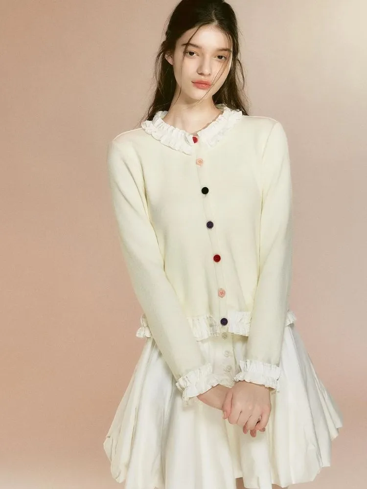 Colorful velvet button girly knitted【s0000003644】