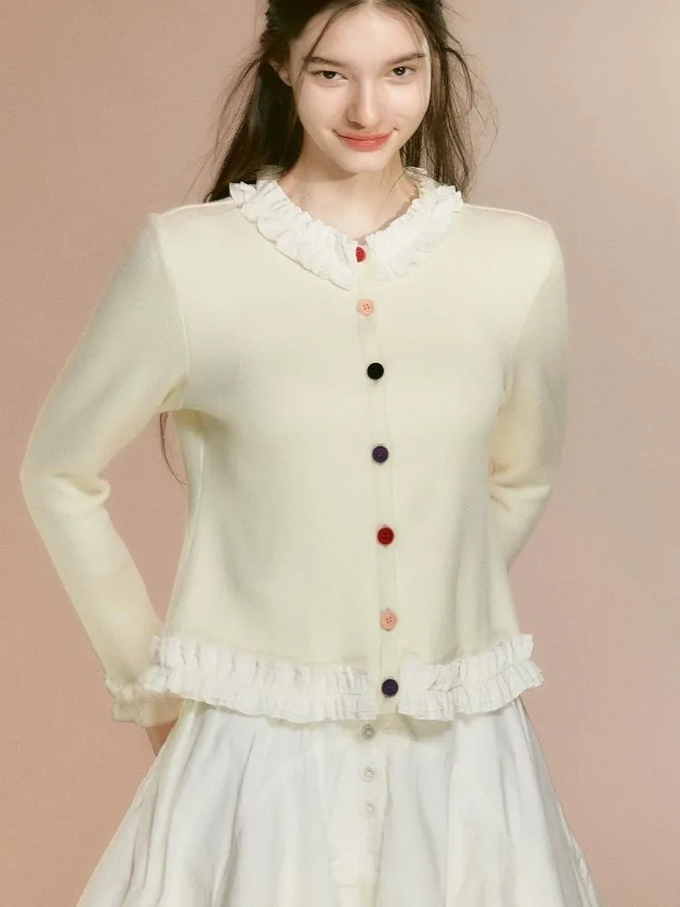 Colorful velvet button girly knitted【s0000003644】