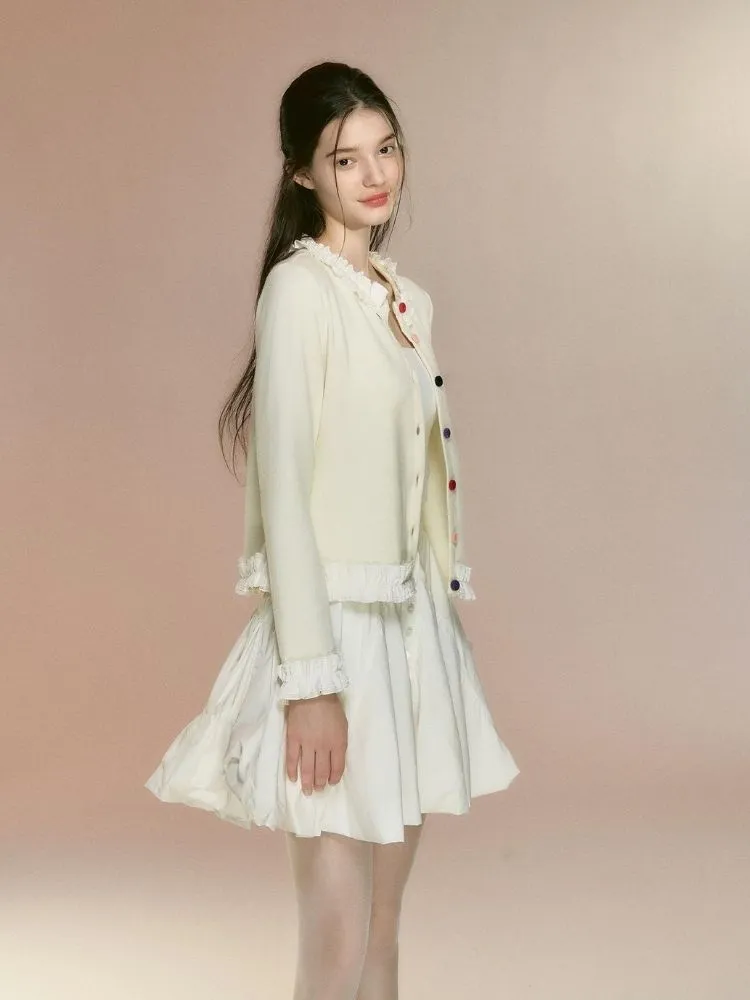 Colorful velvet button girly knitted【s0000003644】