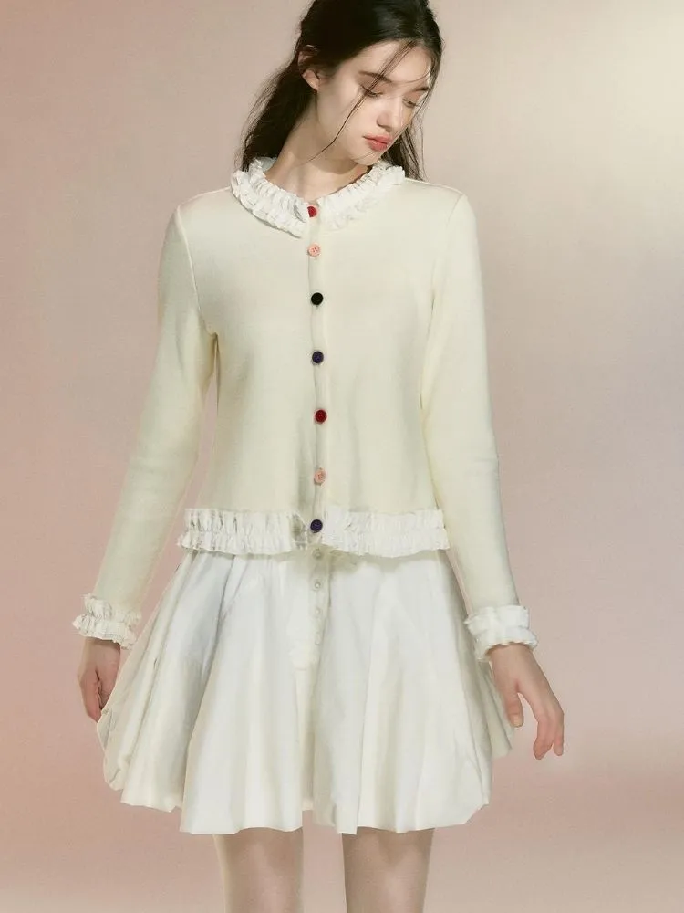 Colorful velvet button girly knitted【s0000003644】