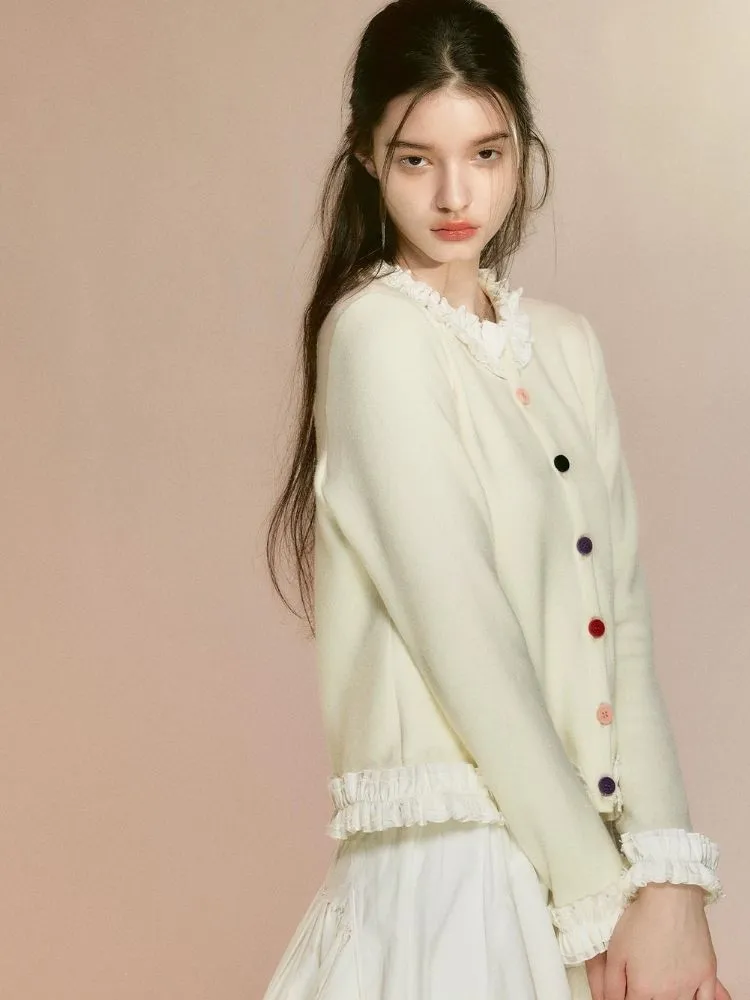 Colorful velvet button girly knitted【s0000003644】