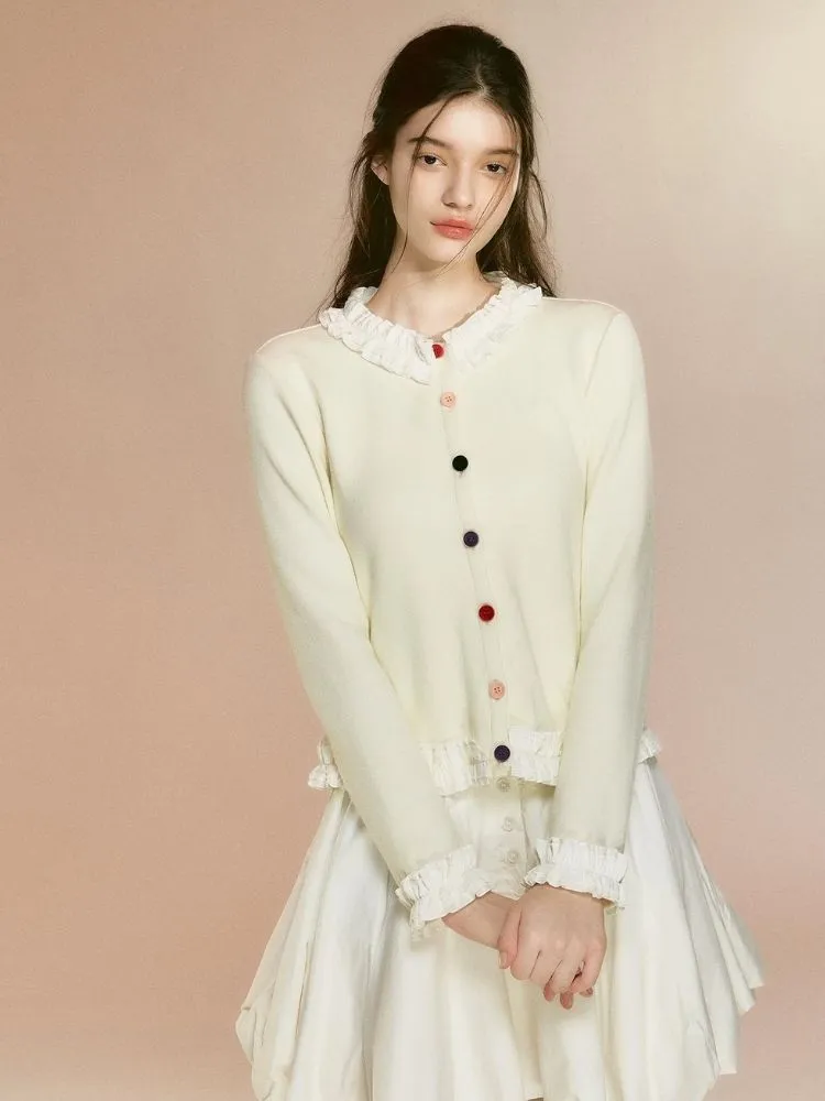 Colorful velvet button girly knitted【s0000003644】