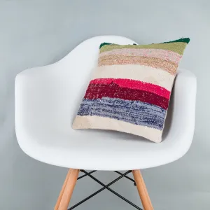 Contemporary Multiple Color Kilim Pillow Cover 16x16 7486