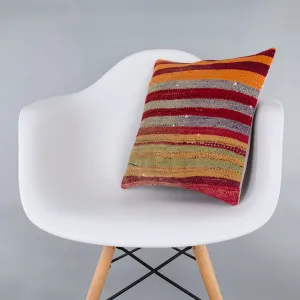Contemporary Multiple Color Kilim Pillow Cover 16x16 7585