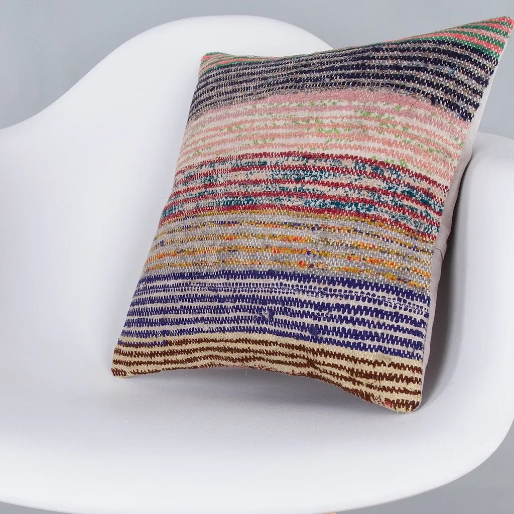 Contemporary Multiple Color Kilim Pillow Cover 16x16 7616