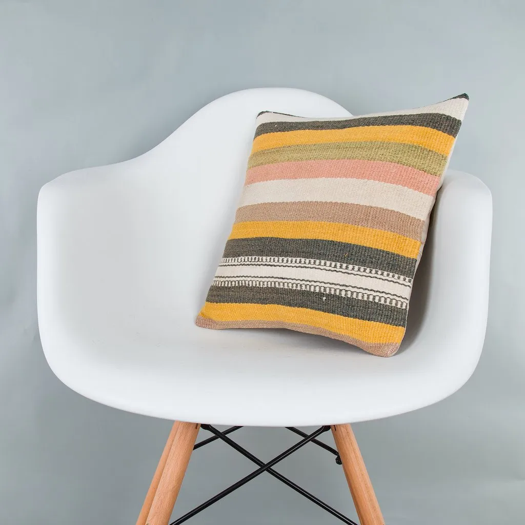 Contemporary Multiple Color Kilim Pillow Cover 16x16 7996