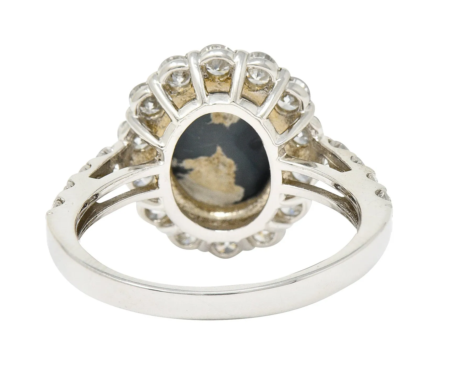 Contemporary Opal Diamond Platinum Cluster Ring
