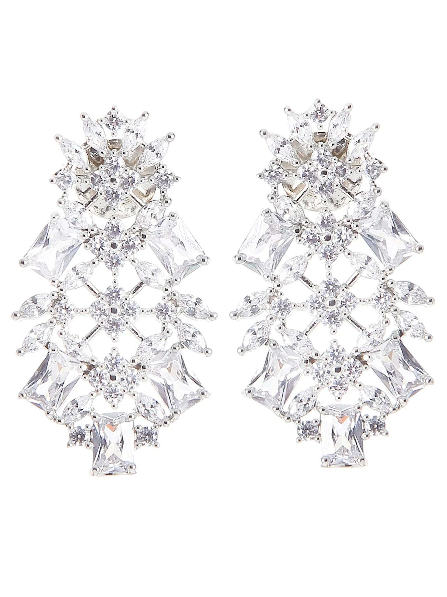 Contemporary Silver Toned American Diamond Jewellery Set