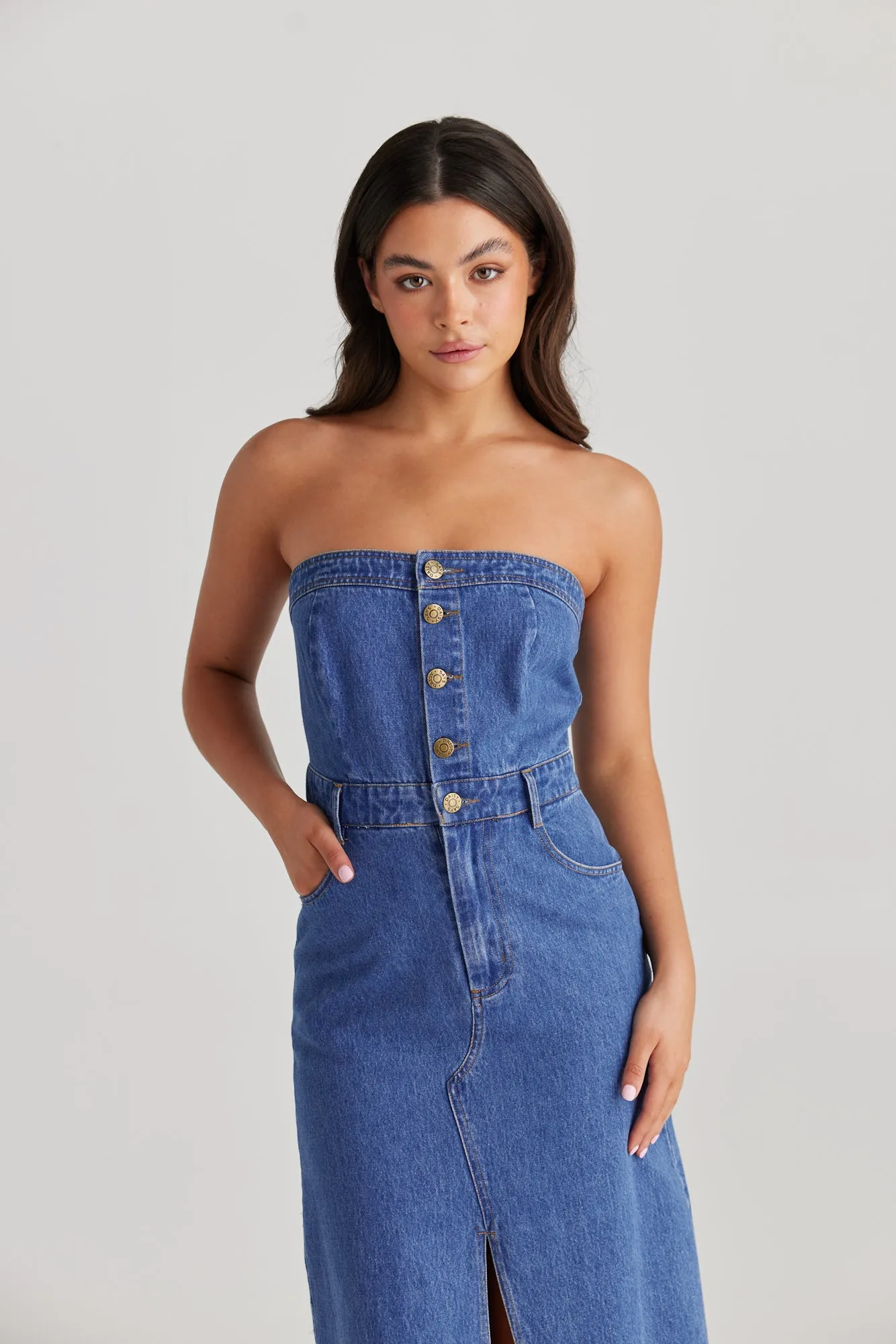 Cora Dress - Mid Denim