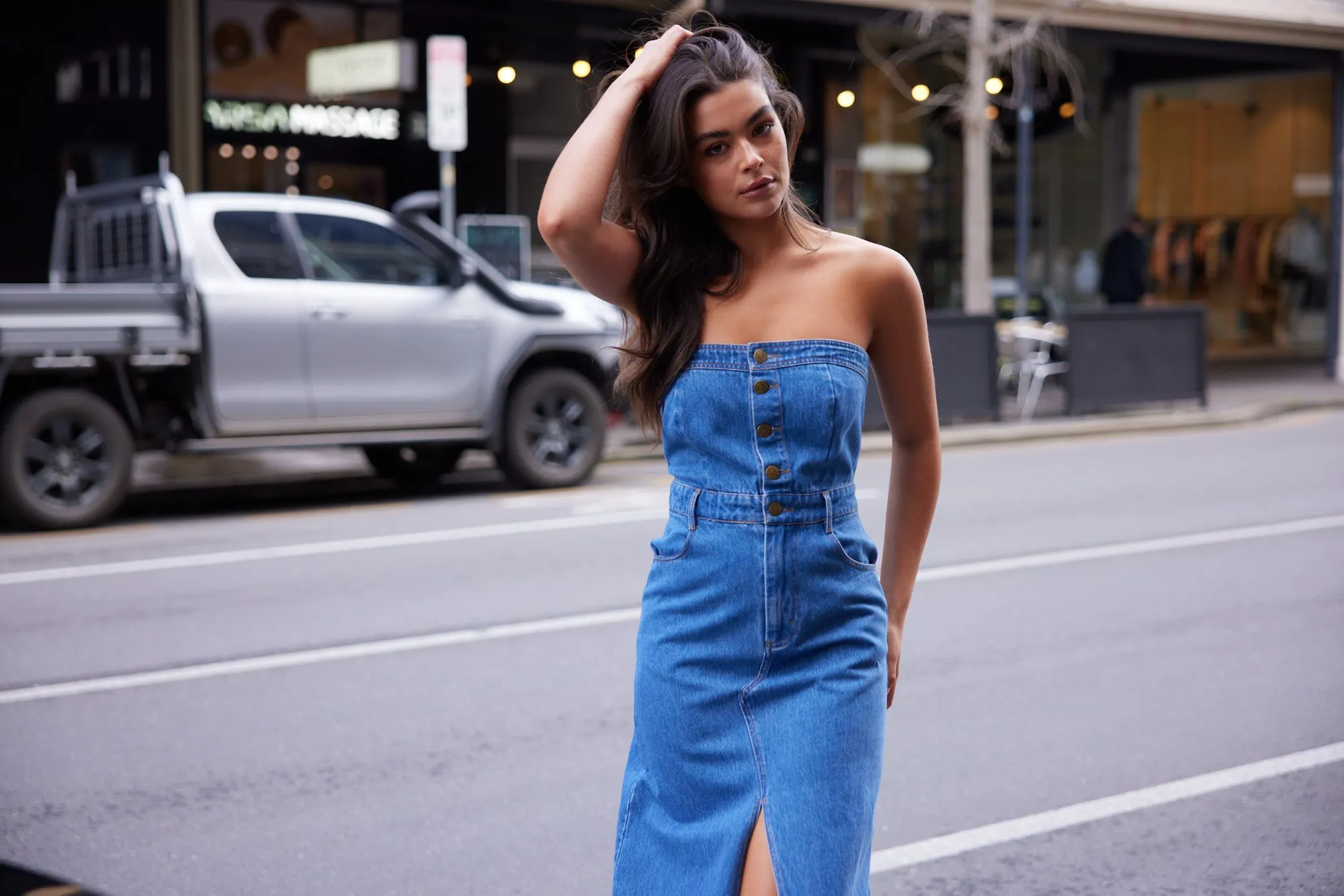 Cora Dress - Mid Denim