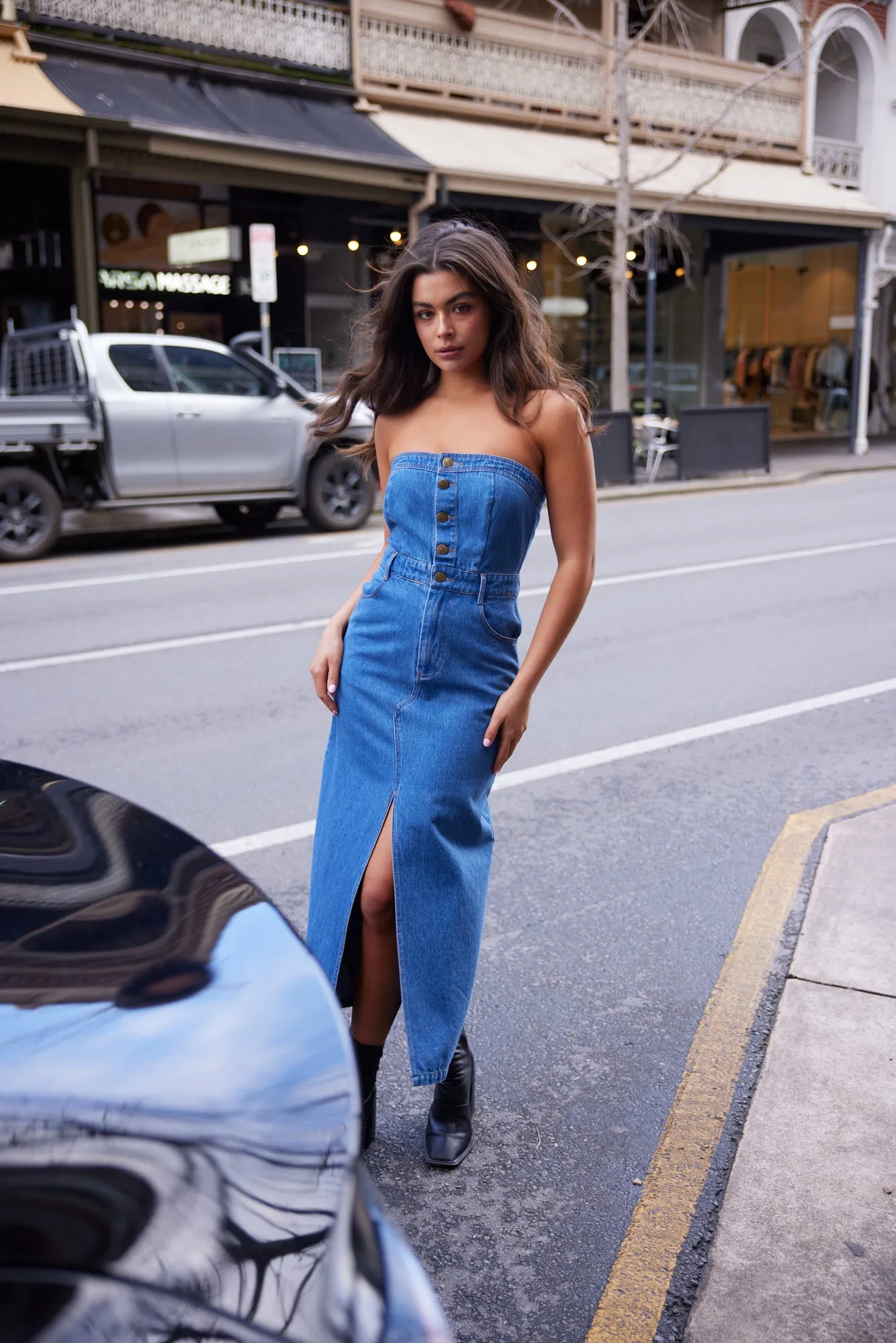 Cora Dress - Mid Denim