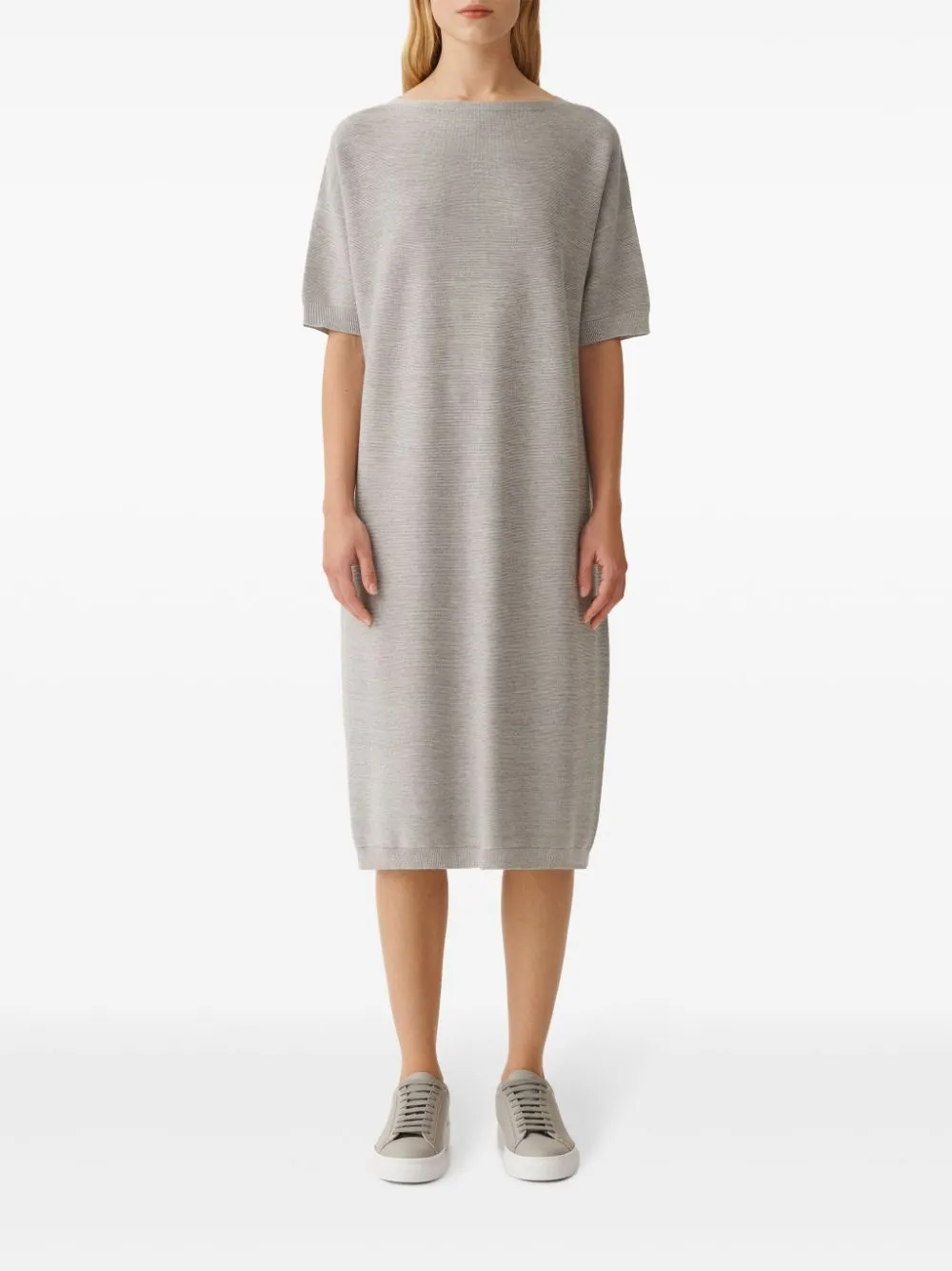 Cotton knitted midi dress