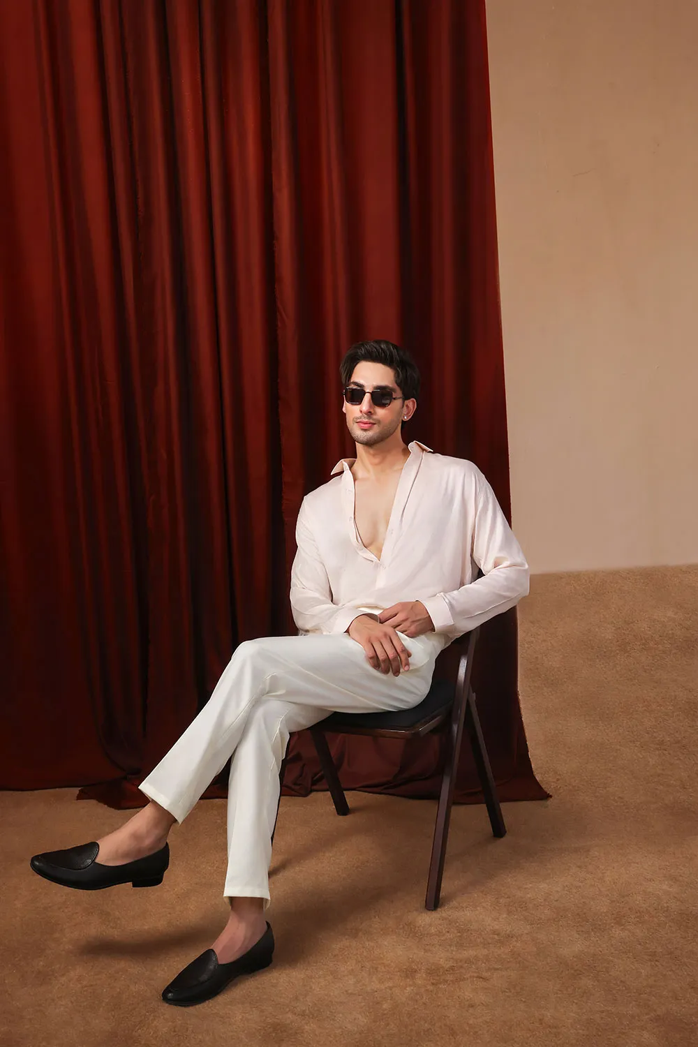 Cream Flannel Marcello Trousers