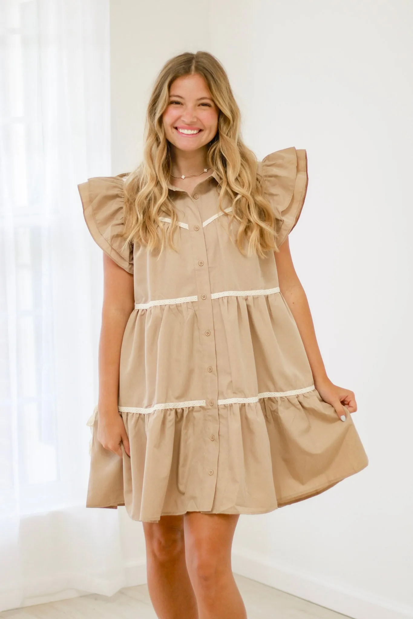 Cusp of Fall Mocha Dress