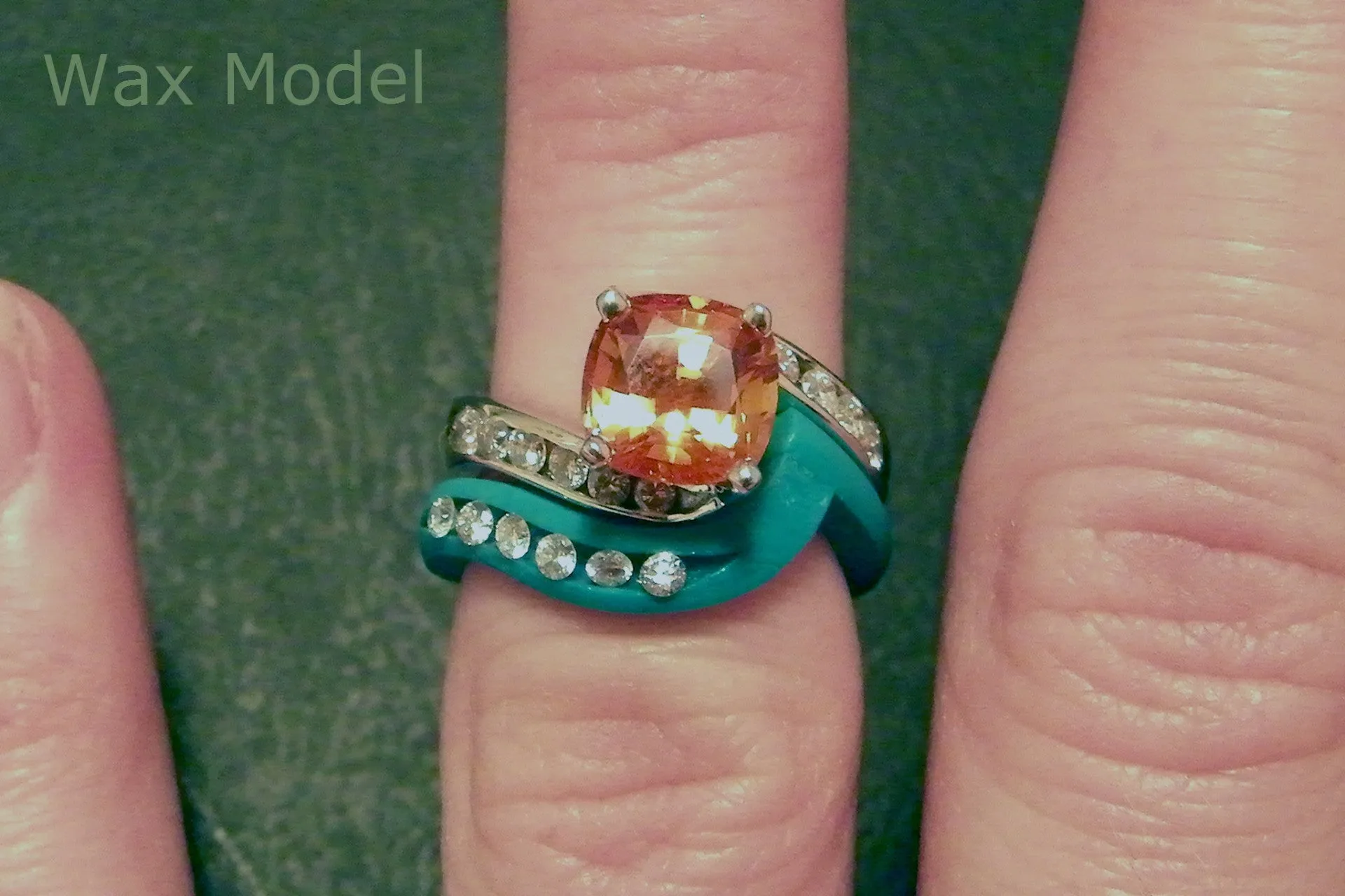 Custom Orange Sapphire Wedding Ring Set