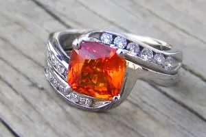 Custom Orange Sapphire Wedding Ring Set