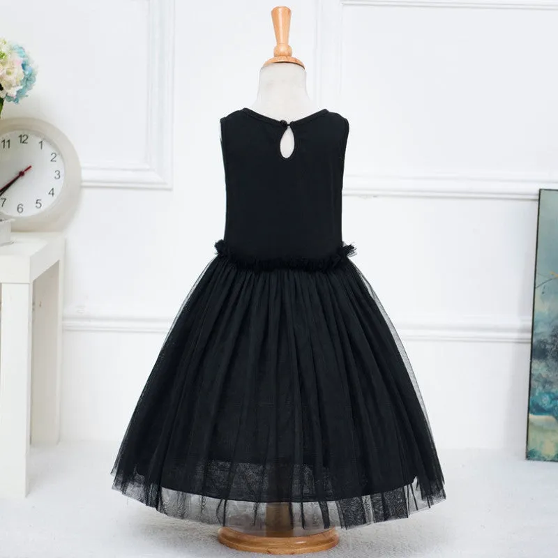 Cute Lace Bow Ball Gown Party Dresses Cartoon Cat Girl Sleeveless Dresses Tulle Girl Dress NW