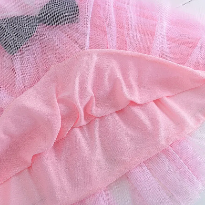 Cute Lace Bow Ball Gown Party Dresses Cartoon Cat Girl Sleeveless Dresses Tulle Girl Dress NW