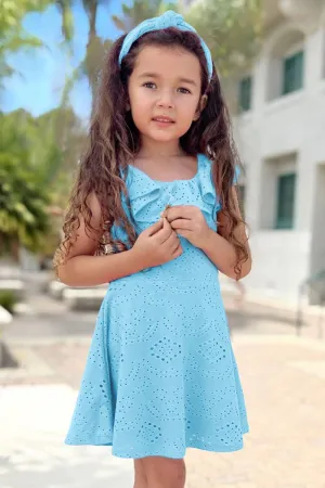 Cutie Patootie Girl's Eyelet Dress w/ Top Ruffle