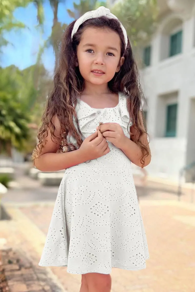 Cutie Patootie Girl's Eyelet Dress w/ Top Ruffle