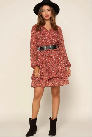 D31 FOIL LEOPARD RUFFLE DRESS