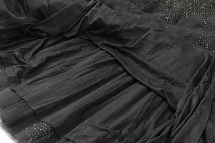 Dani V-Neck Long Sleeve knit Tops   Elastic Waist Mesh Skirt Black Office Lady Two Piece Set