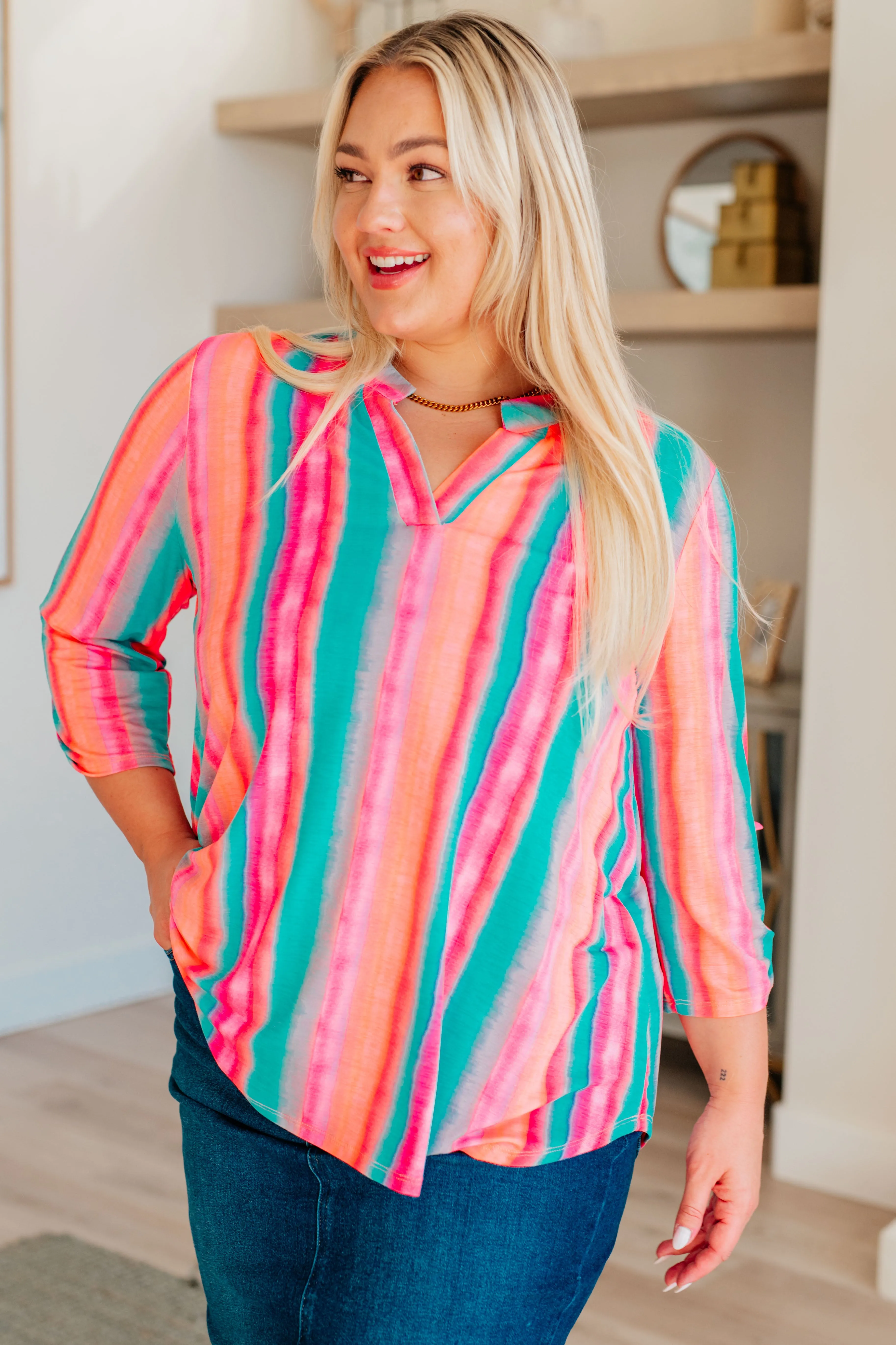Dear Scarlett Ombre Mint Stripe Lizzy Top