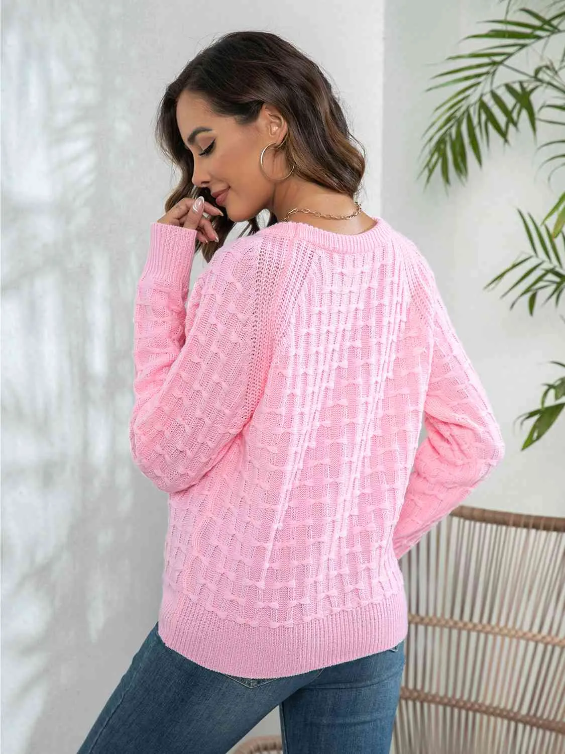 Decorative Button Long Sleeve Sweater (2 Colors)