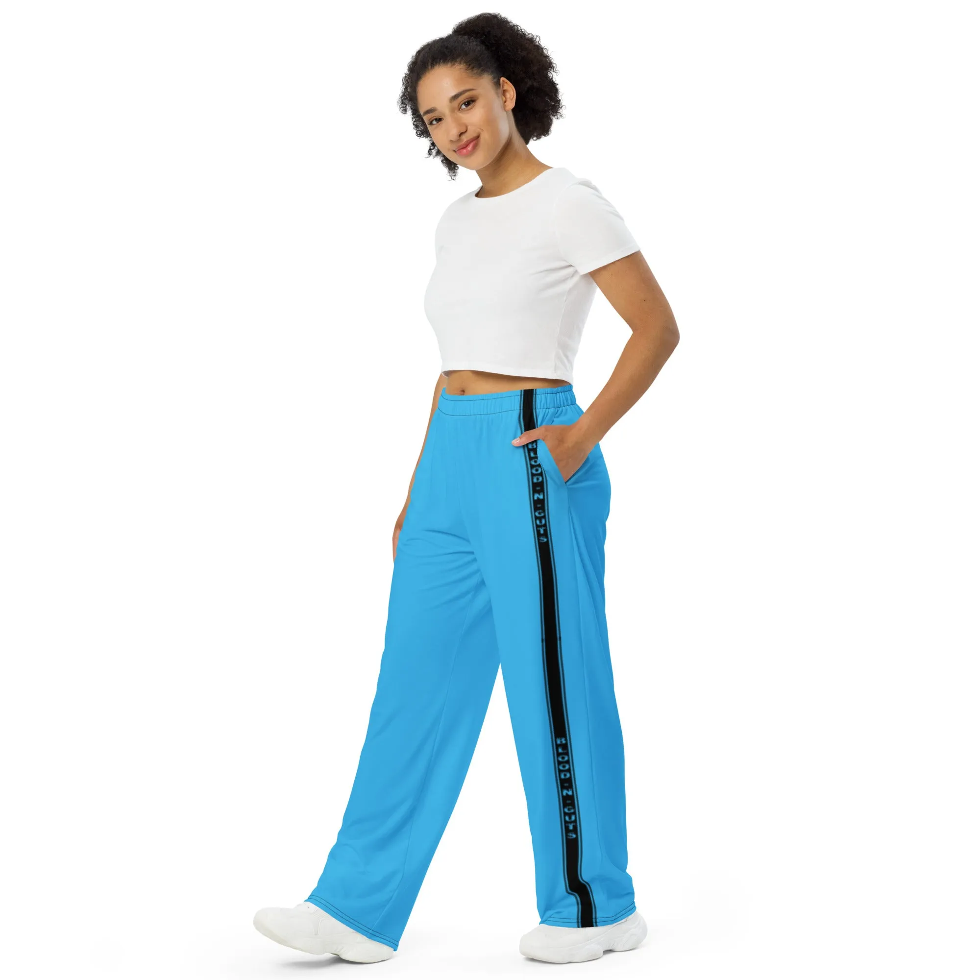 Deep Sky Blue KBBNG Stripe Wide-Leg Pants