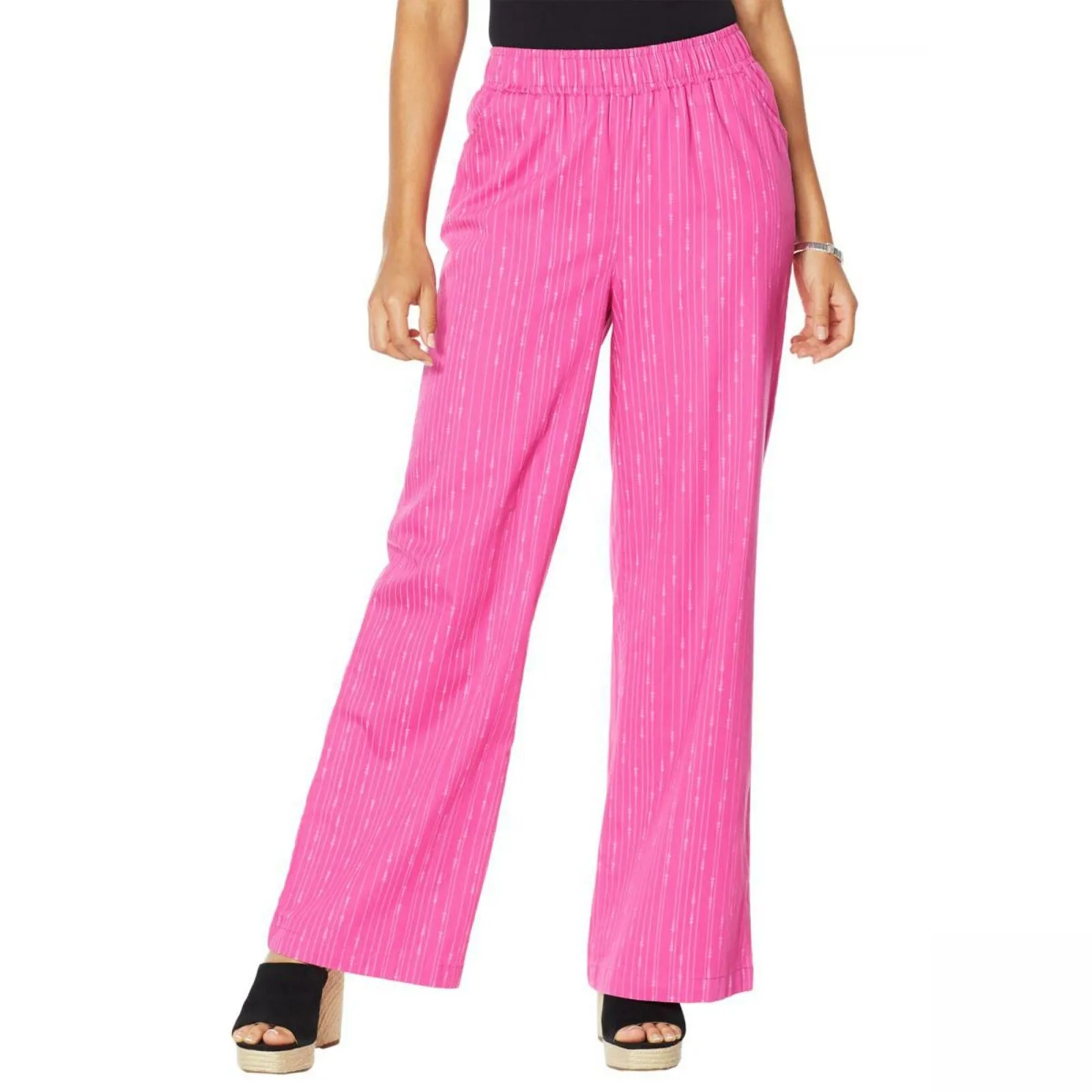 DG2 by Diane Gilman Women's Petite SoftCell Chambray Wide Leg Pants