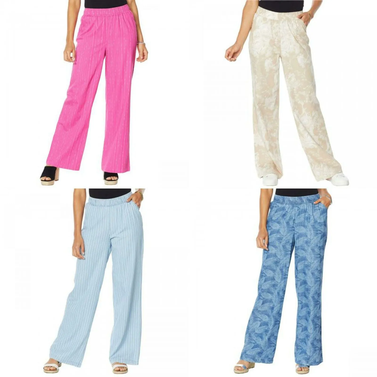 DG2 by Diane Gilman Women's Petite SoftCell Chambray Wide Leg Pants