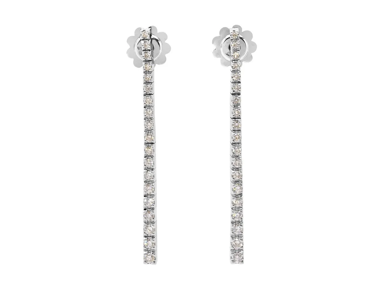 Diamond Line Earrings in 18K White Gold