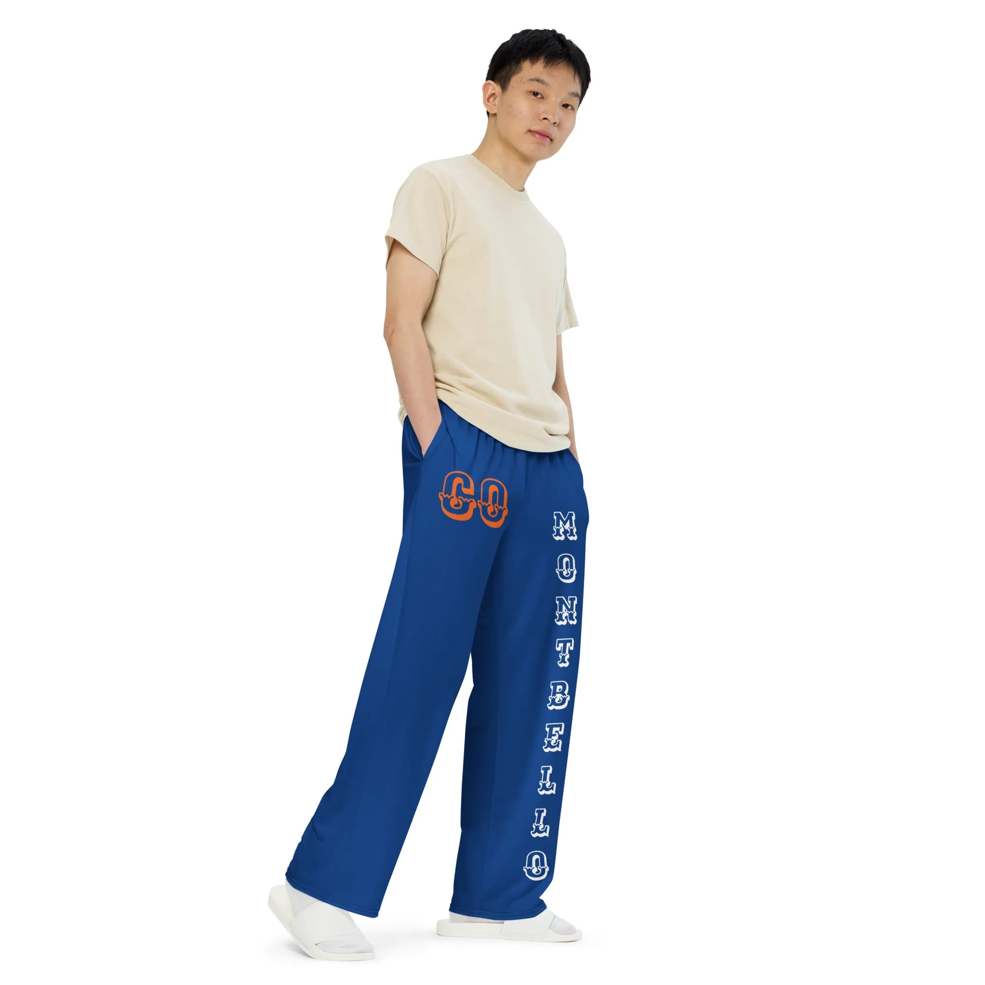 DJD CO- "It's A Denver (Montbello) Thang" Unisex Wide-Leg Pants Blue/White/Orange