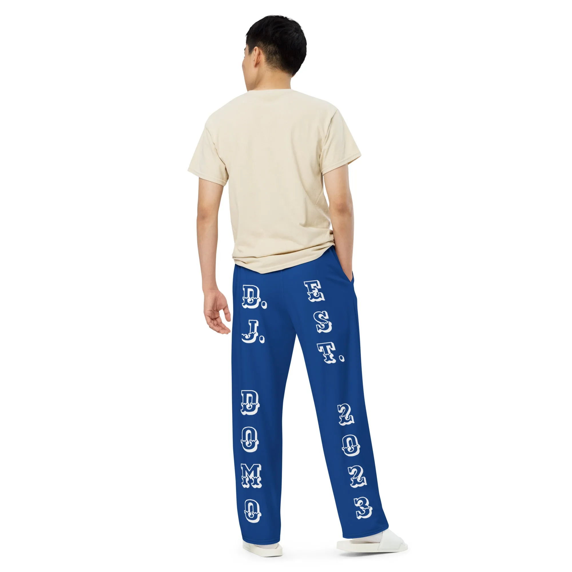 DJD CO- "It's A Denver (Montbello) Thang" Unisex Wide-Leg Pants Blue/White/Orange
