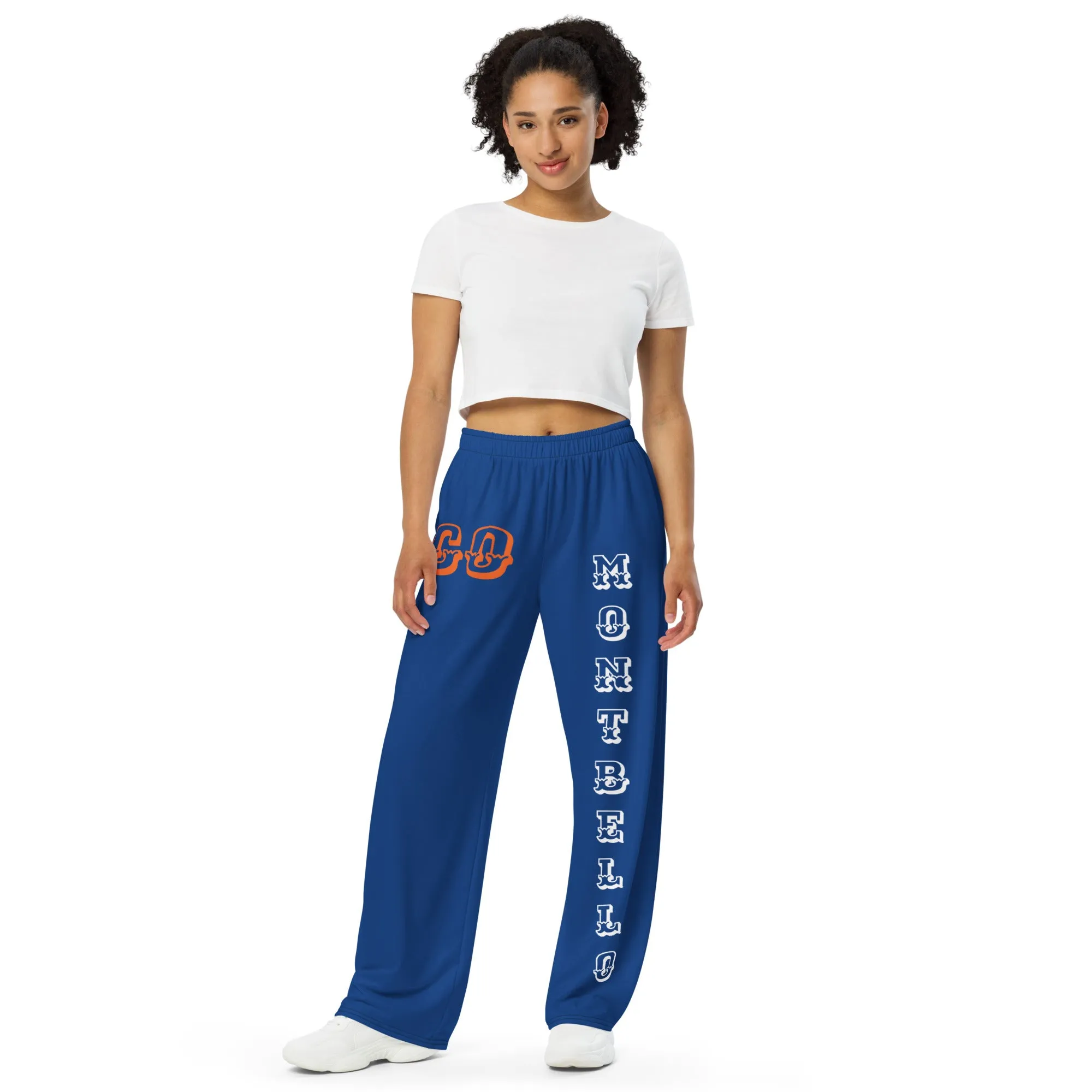 DJD CO- "It's A Denver (Montbello) Thang" Unisex Wide-Leg Pants Blue/White/Orange