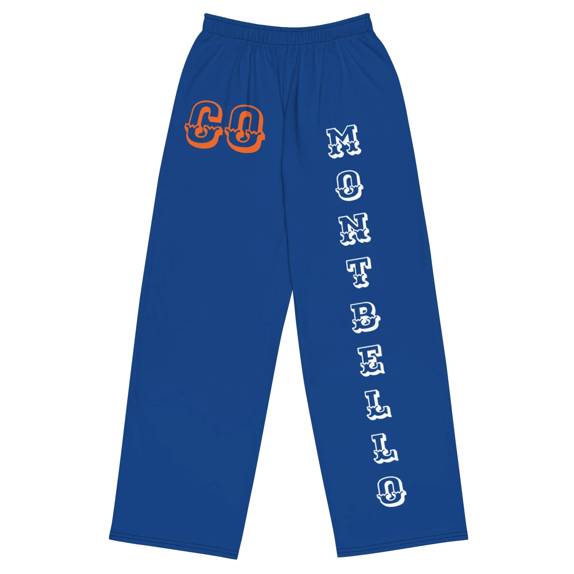 DJD CO- "It's A Denver (Montbello) Thang" Unisex Wide-Leg Pants Blue/White/Orange