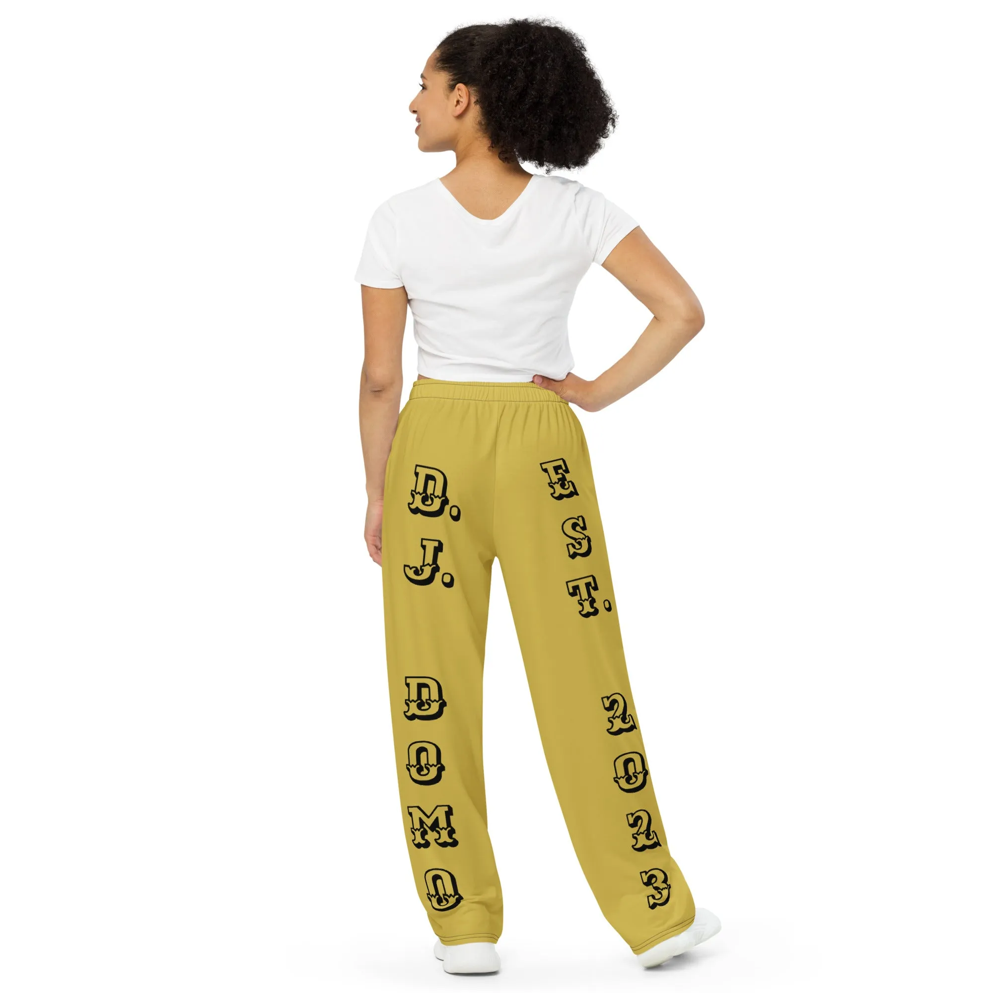DJD LA- "It's A New Orleans Thang" Unisex 2 Tone Wide-Leg Pants Black/Gold/White