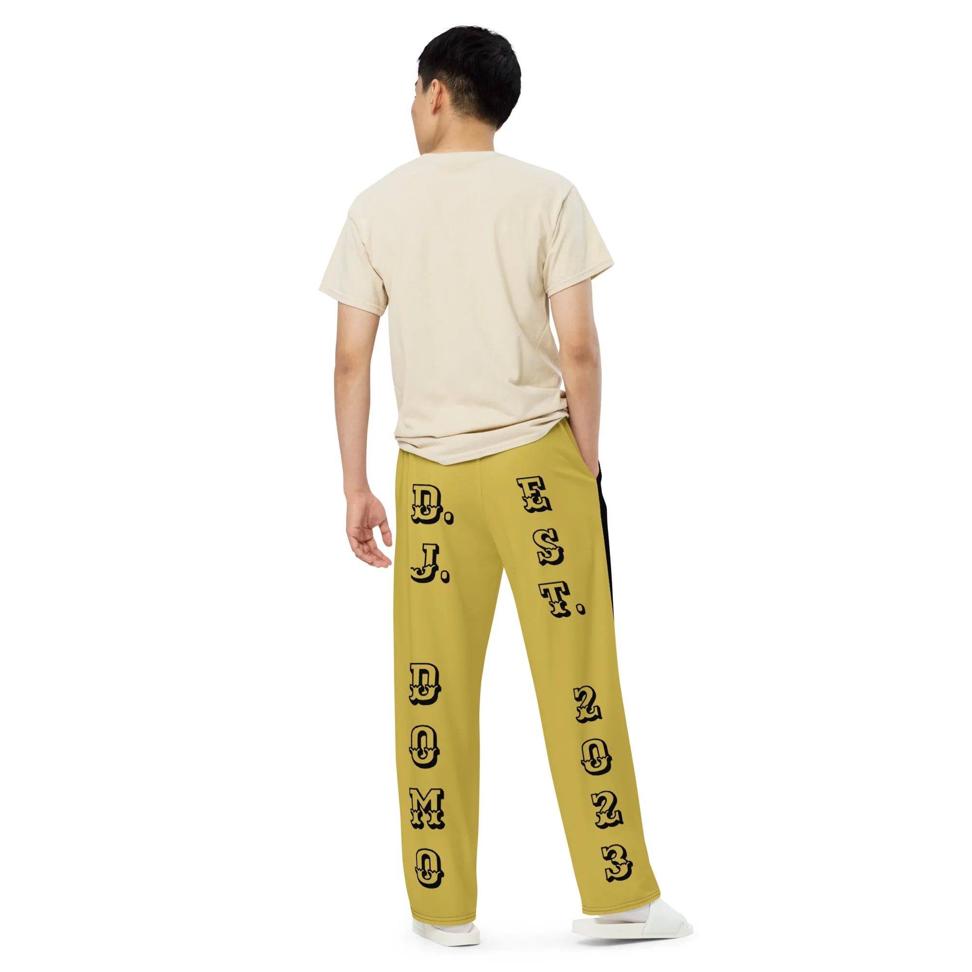 DJD LA- "It's A New Orleans Thang" Unisex 2 Tone Wide-Leg Pants Black/Gold/White