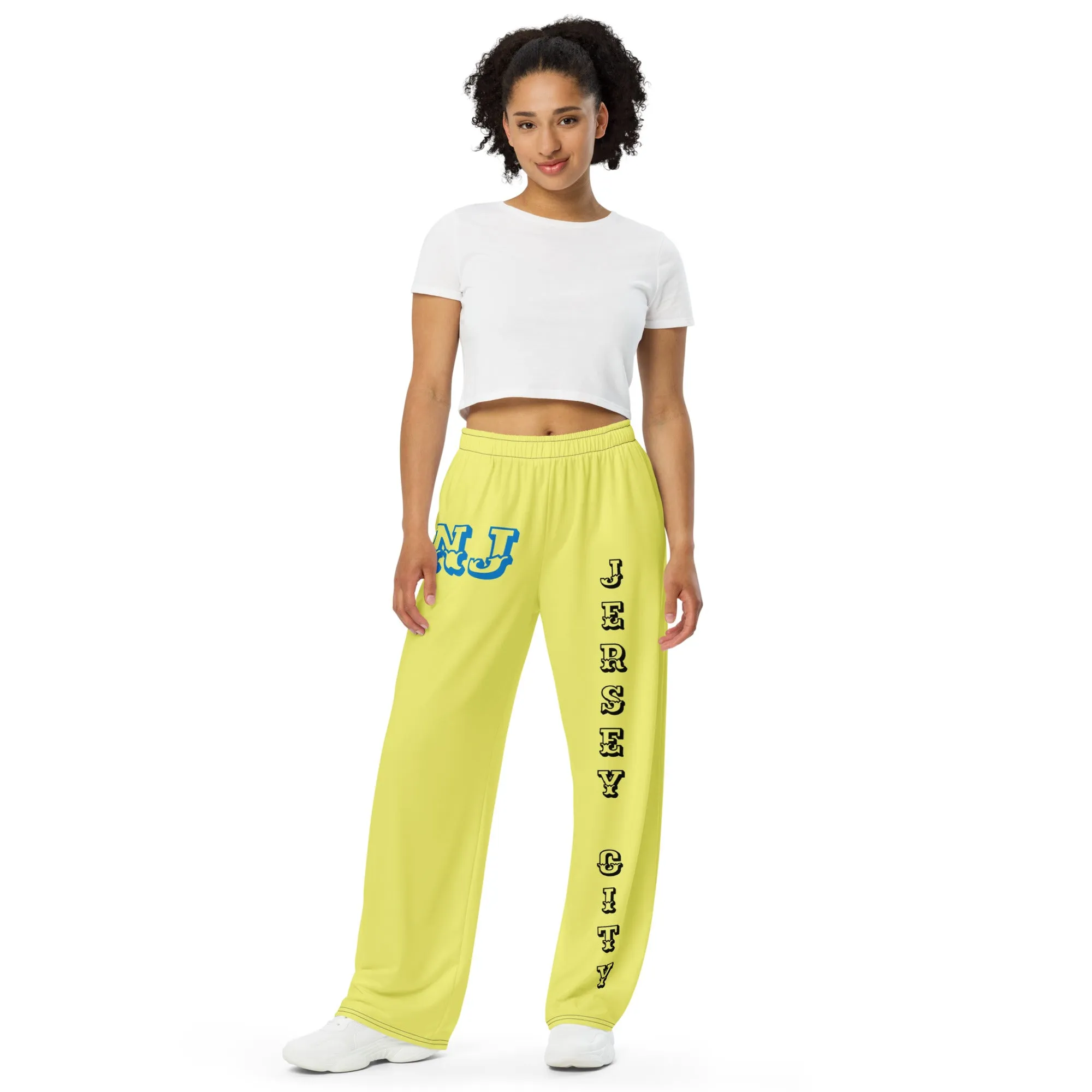 DJD NJ- "It's A Jersey City Thang" Unisex Wide-Leg Pants Yellow/Black/Blue