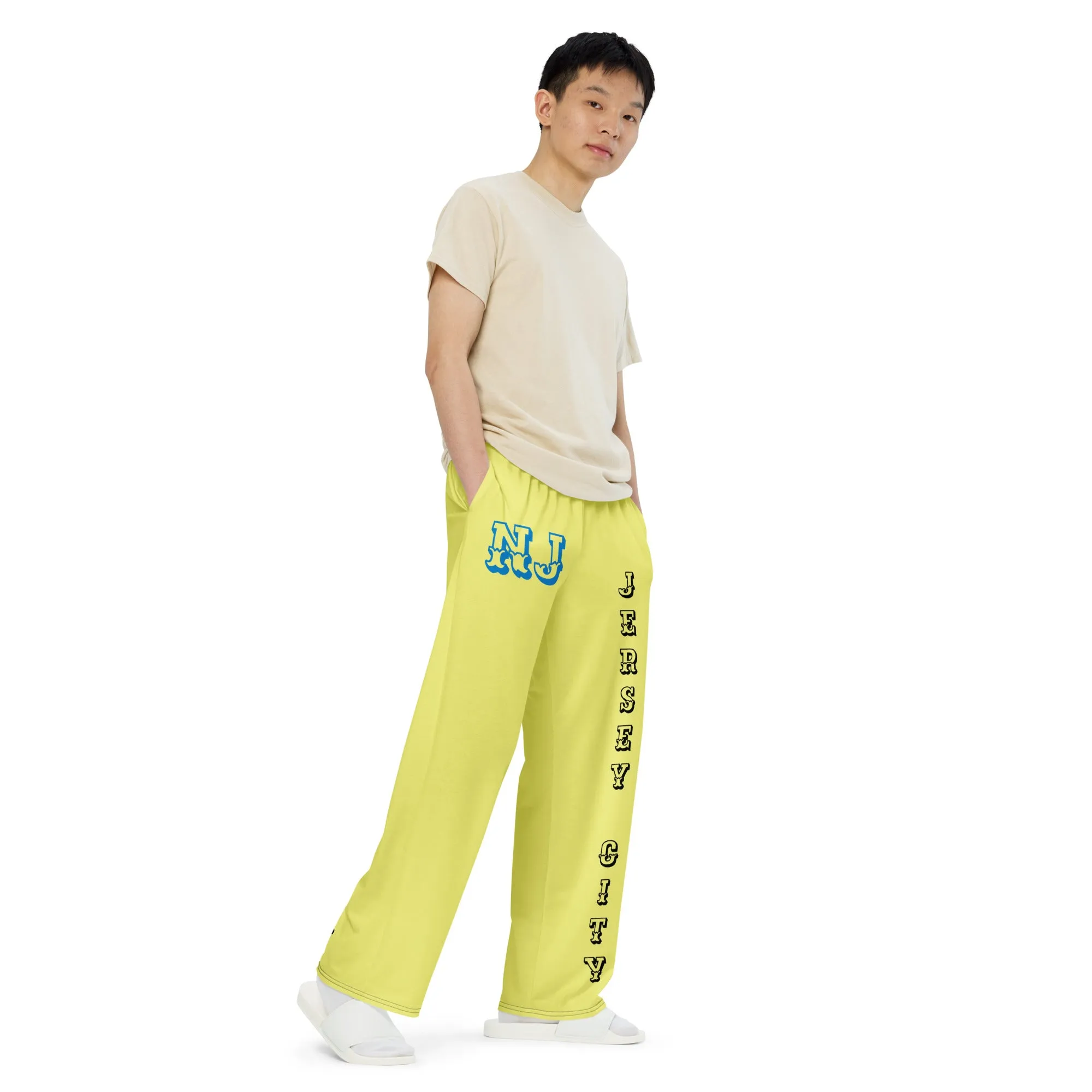 DJD NJ- "It's A Jersey City Thang" Unisex Wide-Leg Pants Yellow/Black/Blue
