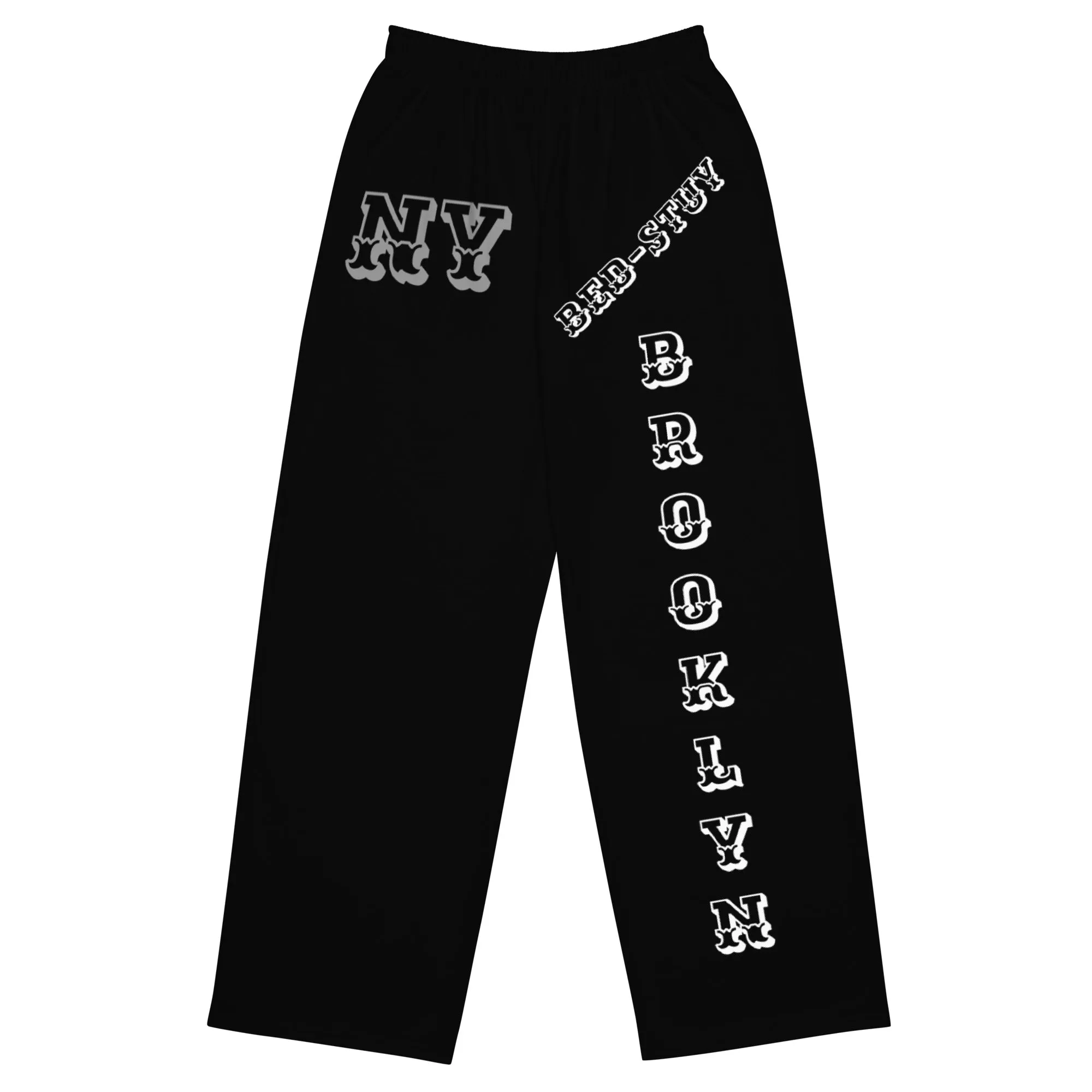 DJD NY- "It's A Brooklyn (Bed-Stuy) Thang" Unisex Wide-Leg Pants Black/White/Gray