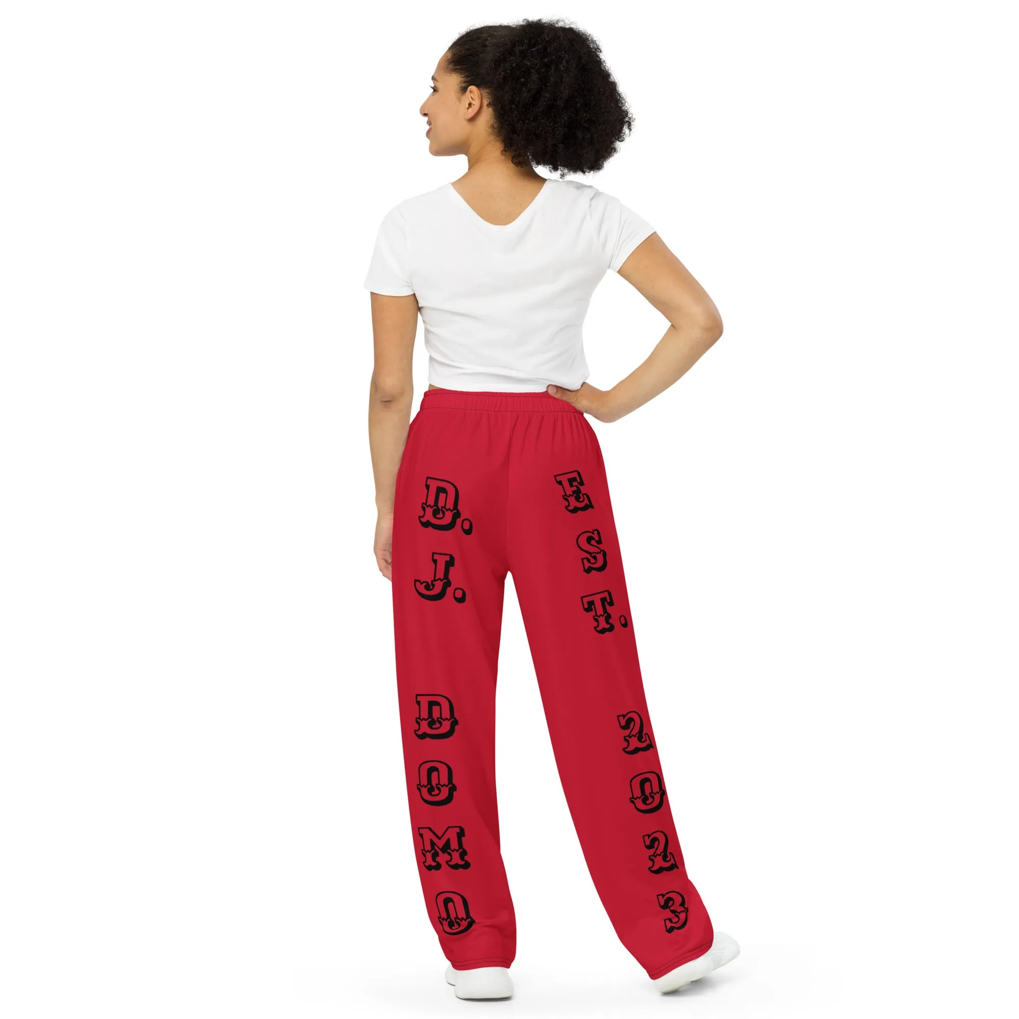 DJD NY- "It's A Brooklyn (Brownsville) Thang" Unisex Wide-Leg Pants Red/Black/White
