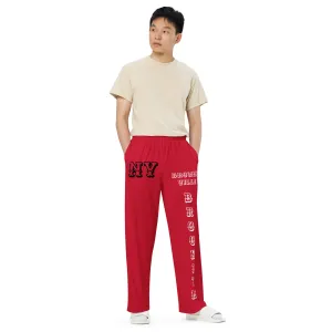 DJD NY- "It's A Brooklyn (Brownsville) Thang" Unisex Wide-Leg Pants Red/Black/White