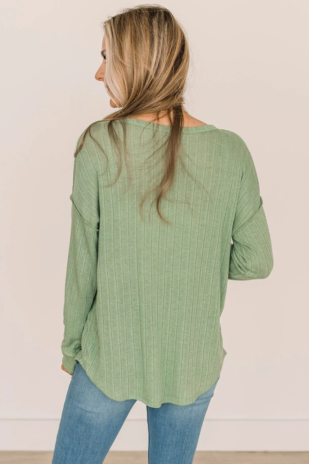 Doing My Best Button Knit Top- Green