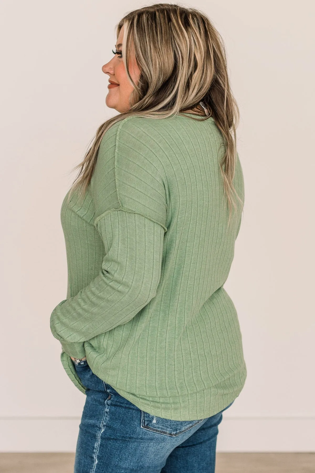 Doing My Best Button Knit Top- Green