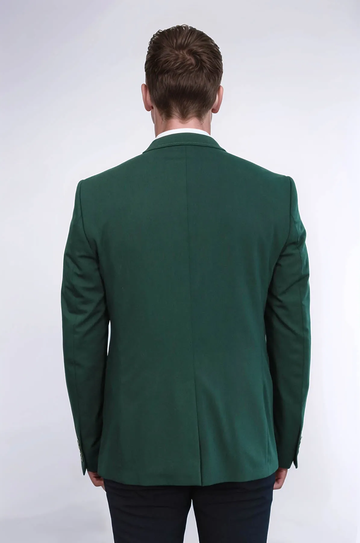 Double Buttons Shoulder Piece Mono Lapel Green Jacket-Wessi