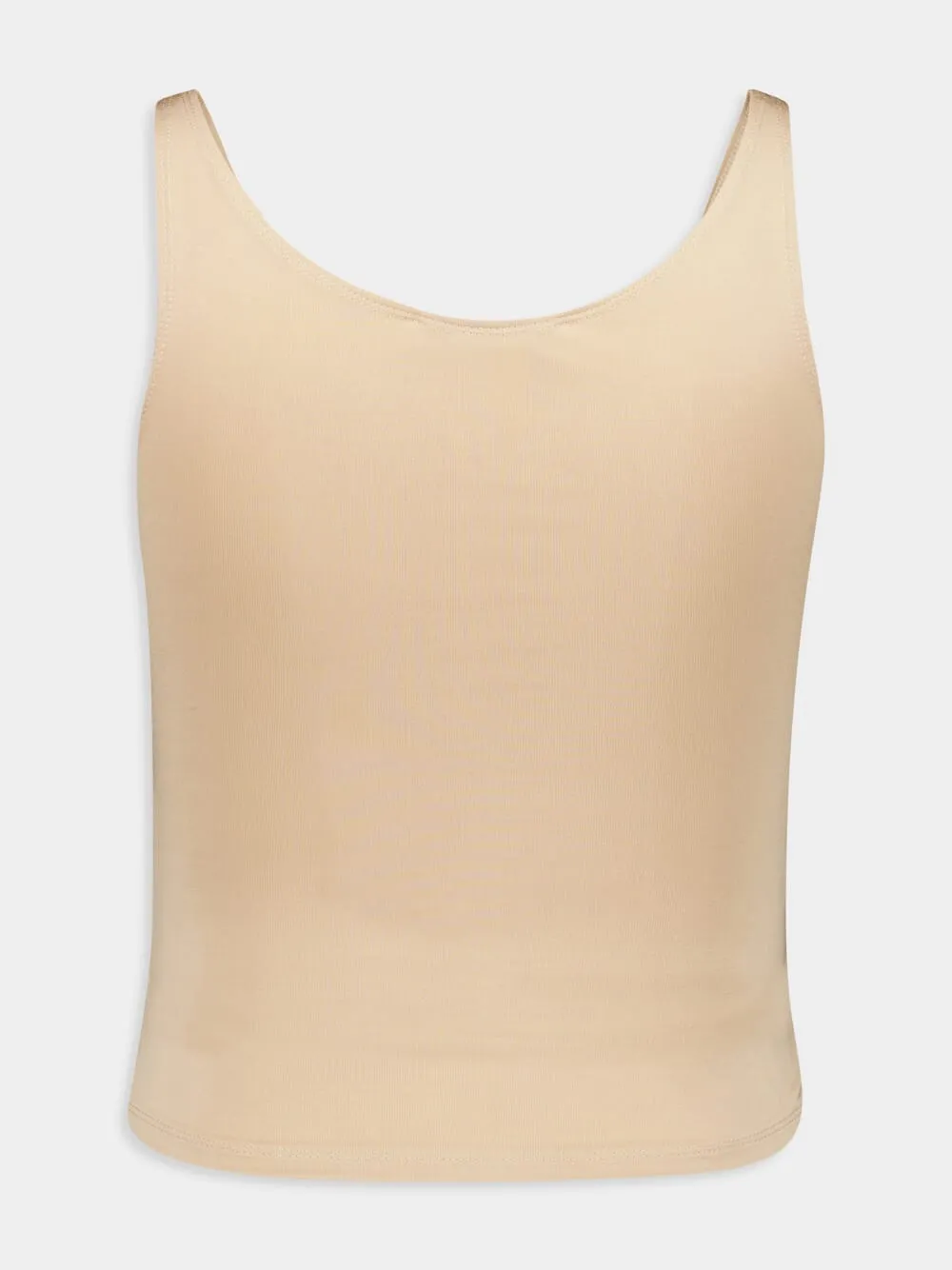 Draped Raffia-Colored Top with Metallic Details