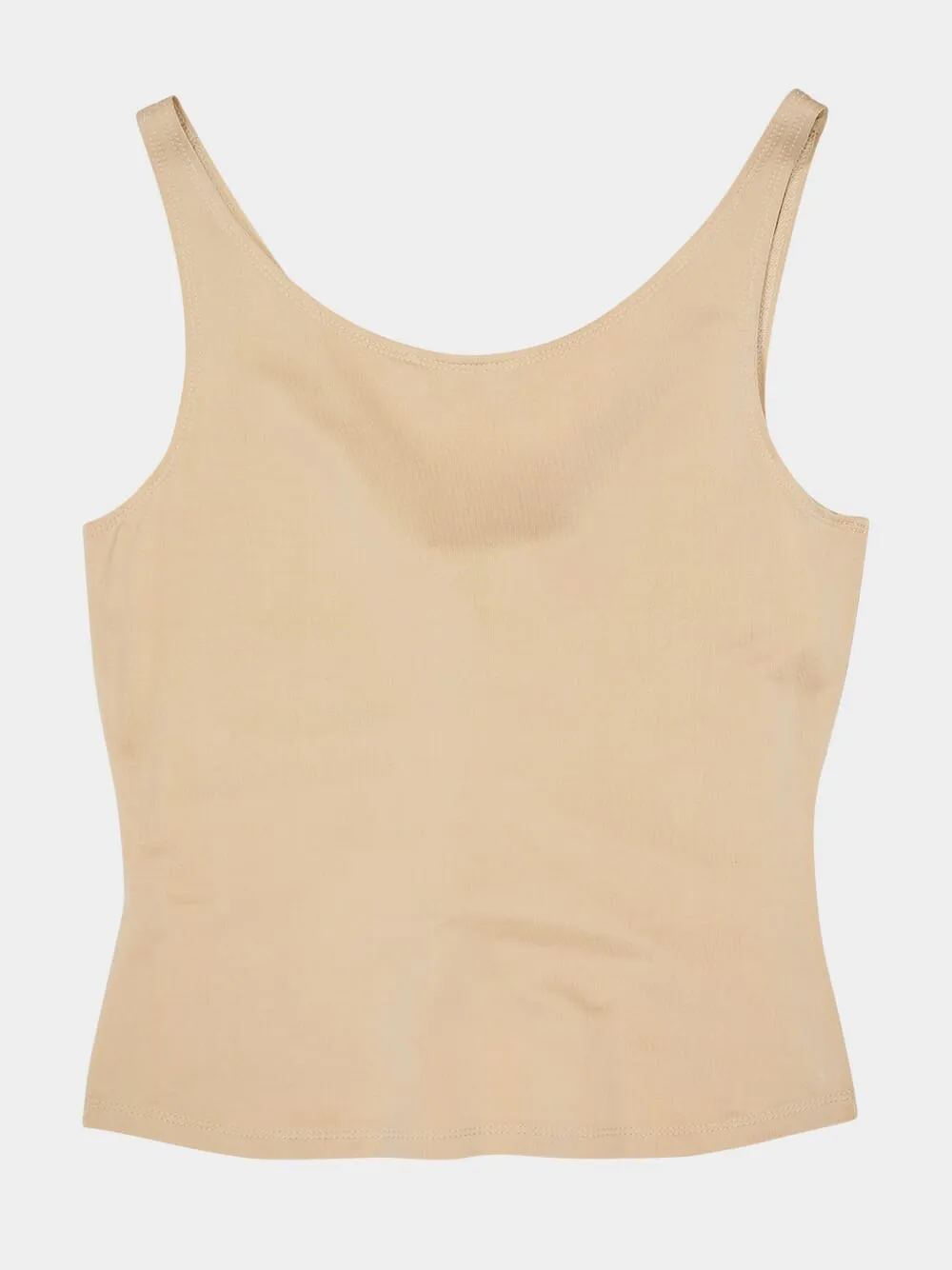 Draped Raffia-Colored Top with Metallic Details