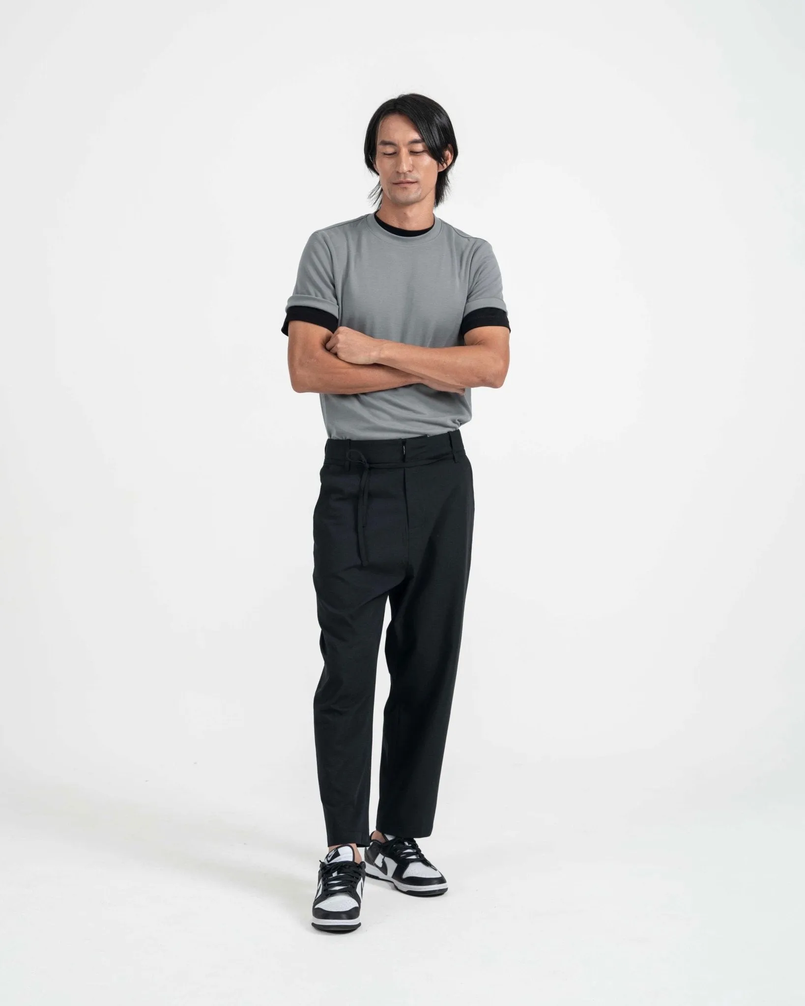 Drawstring Tailored Pants - Dark Navy