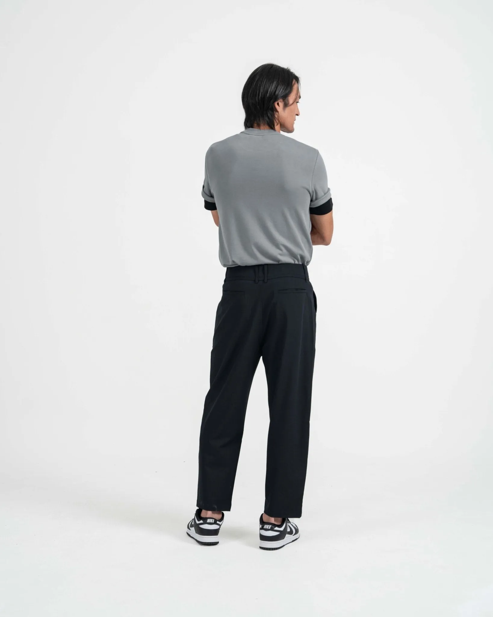 Drawstring Tailored Pants - Dark Navy
